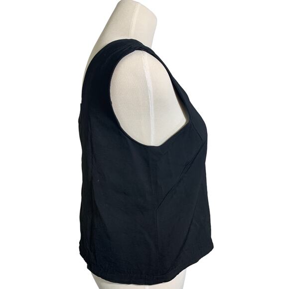Rag & Bone Alma Boxy Tuxedo Sleeveless V Neck Lined Crop Top Tank Black Medium - Picture 5 of 11